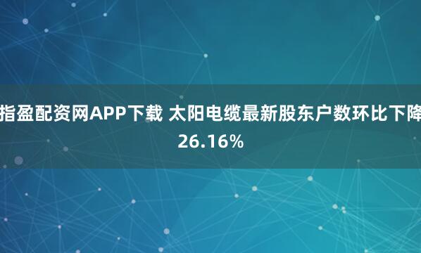指盈配资网APP下载 太阳电缆最新股东户数环比下降26.16%